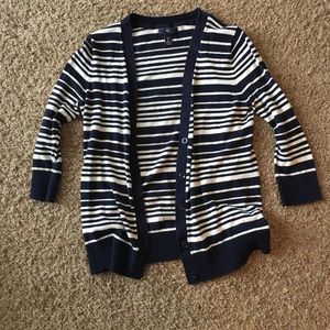 Navy and White Striped Cardigan